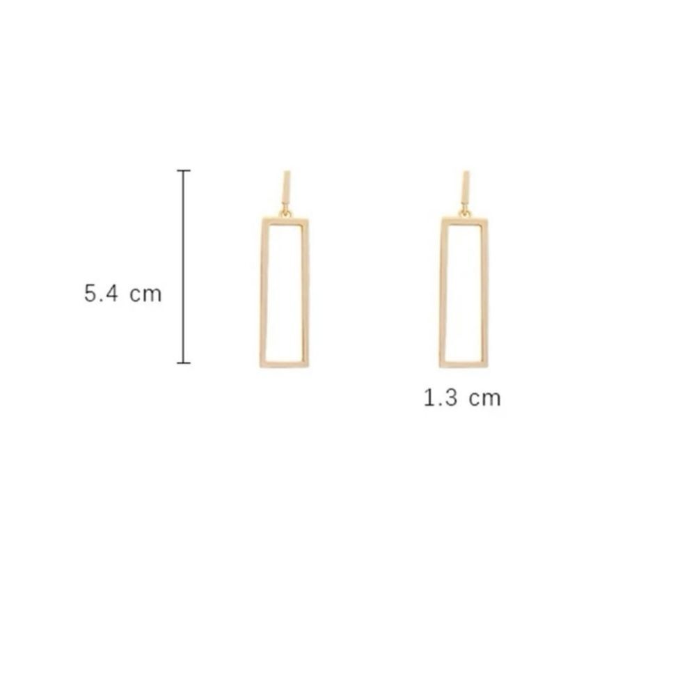 14k gold plated rectangle drop earrings - Picture 4 of 4